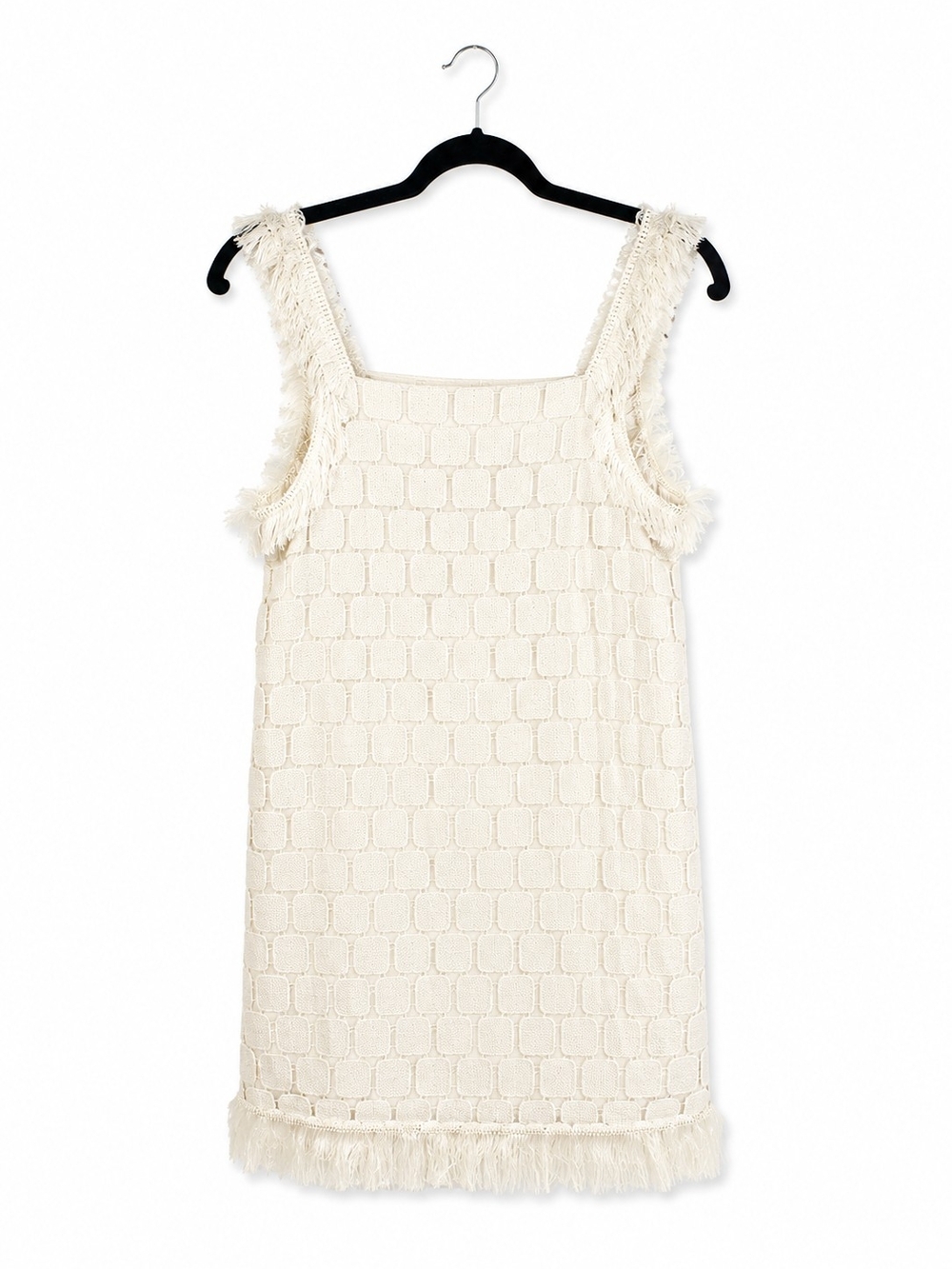 NWT Y2K VINTAGE ALEXIS JASMINE Fringed Textured Shift Dress in Cream